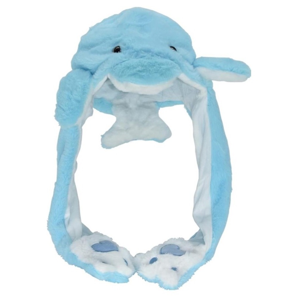 Kids‎ Adults Plush Hat Ear Moving Ear Flap Hat with Paw Dolphin 22"